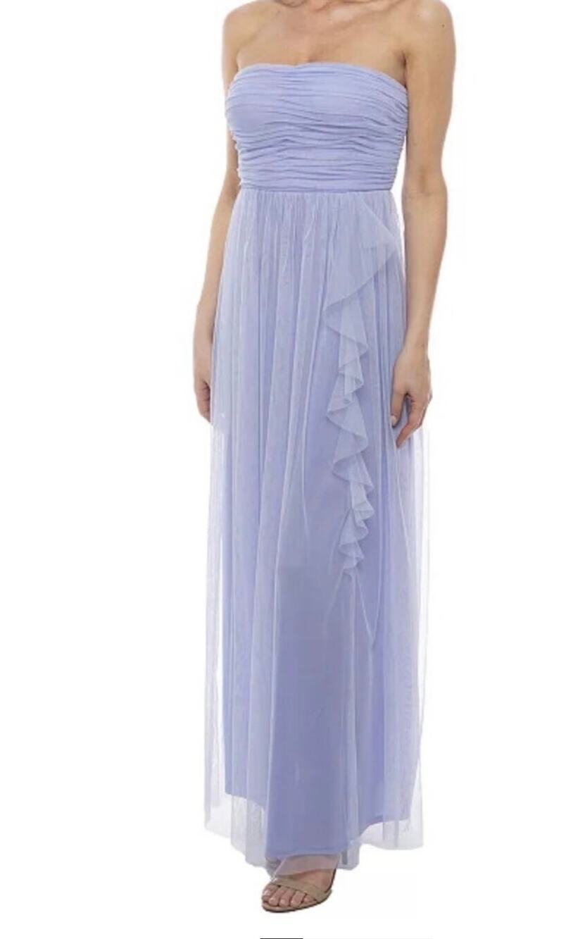 JUMP APPAREL | STRAPLESS LILAC TULLE RUFFLE FORMAL GOWN-9/10